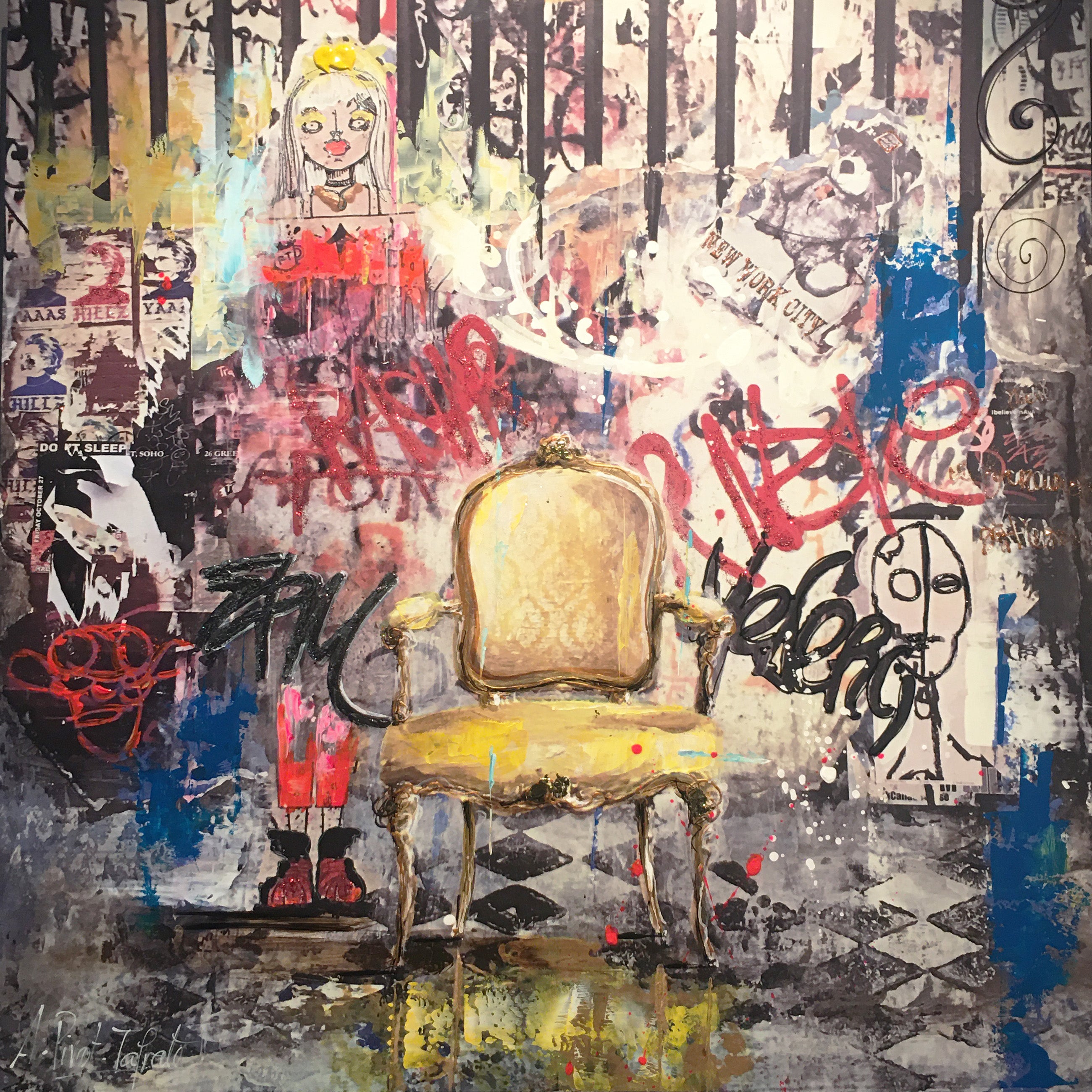 Macadam painting on XXL metal
